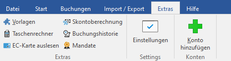 Das Menü "Extras"