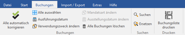 Das Menü "Buchungen"