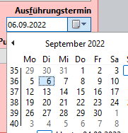 Date and time picker for execution date