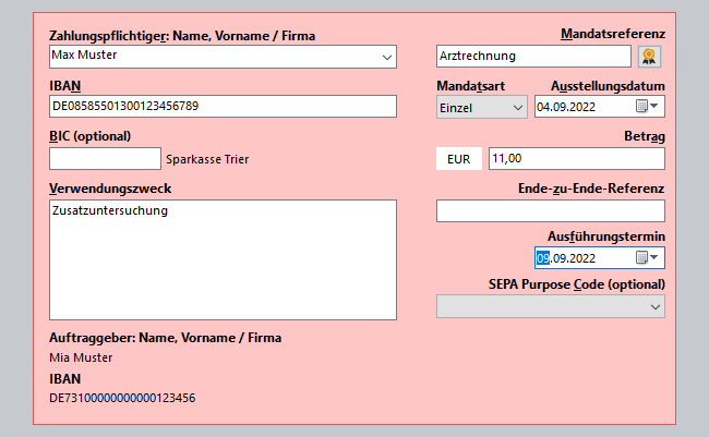 Debit form after intelligent pasting