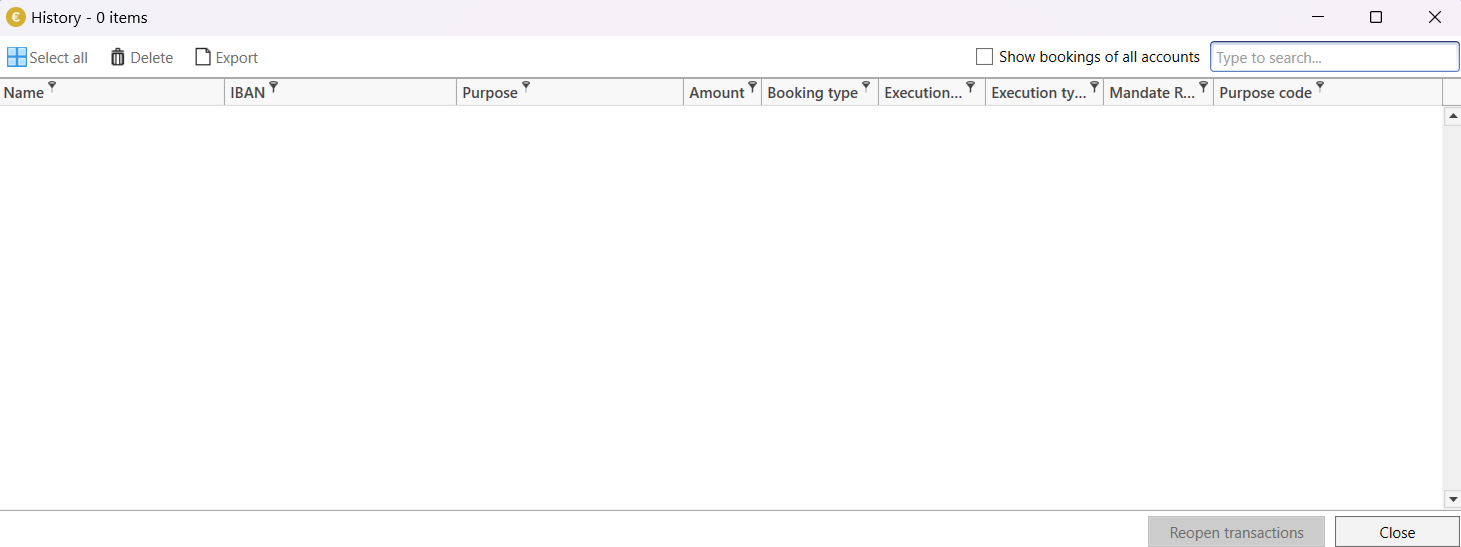 Booking history form