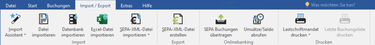 Import / Export ribbon menu
