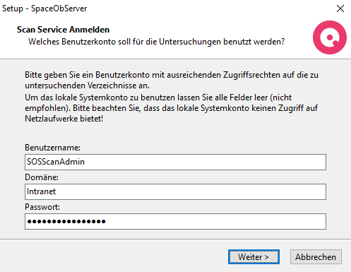 Scan-Dienst-Anmeldung