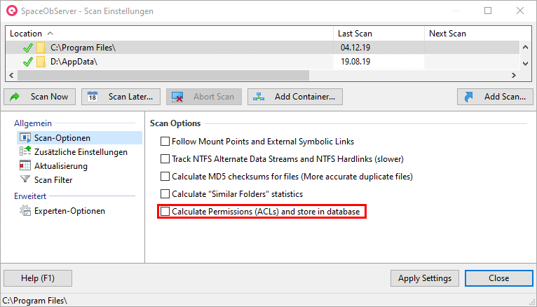 SpaceObServer-WebAccess-Directory-Tree-Acl-Deactivated