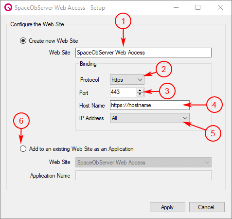 SpaceObServer-WebAccess-Setup-Web-Site-Parameters