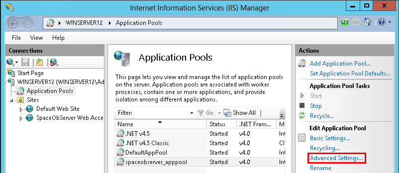 SpaceObServer-WebAccess-Windows-Auth-IIS-Configure-App-Pool
